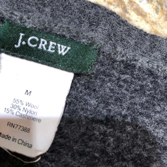 J Crew Cashmere Wool Blend Grey Charcoal V-Neck Sweater Medium - Picture 4 of 5